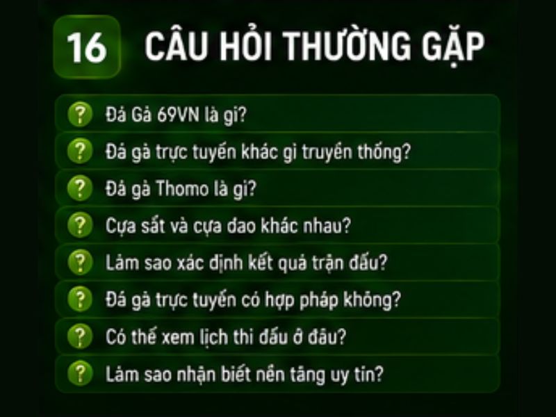 Câu Hỏi Thường Gặp Đá Gà 69VN