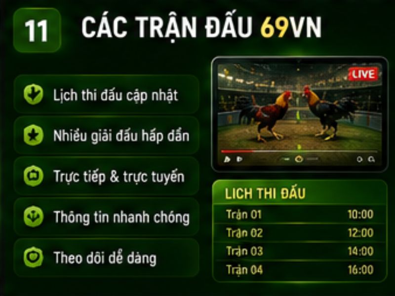 Đá Gà 69VN Có Những Trận Đấu Nào